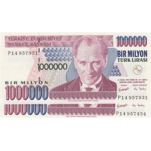Turkey, 1.000.000 Lira, 2002, UNC, p213, p2014, (Total 2 banknotes)