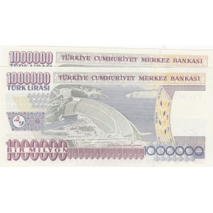 Turkey, 1.000.000 Lira, 2002, UNC, p213, p2014, (Total 2 banknotes)