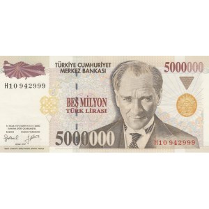 Turkey, 5.000.000 Lira, 1997, AUNC, p210b,