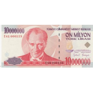 Turkey, 10.000.000 Lira, 1999, UNC, p214, Low serial number