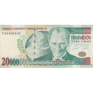 Turkey, 20.000.000 Lira, 2001, VF, p215,