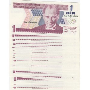 Turkey, 1 New Turkish Lira, 2005, UNC, p216, (Total 20 banknotes)