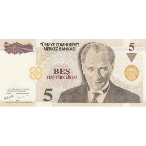 Turkey, 5 New Turkish Lira, 2005, UNC, p217, Nice Number