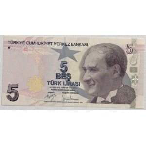 Turkey, 5 Lira, 2017, UNC, p222c, low serial number