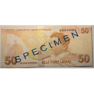 Turkey, 50 Lira, 2013, UNC, p225b, SPECIMEN