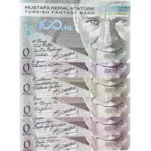 Turkey, 0 Euro, 2019, UNC,  Fantasy banknotes, (Total 5 banknotes)
