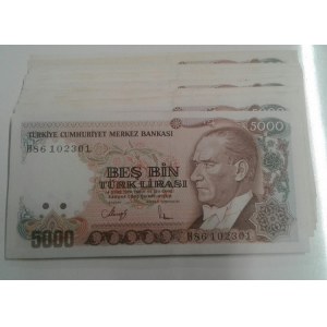 Turkey, 5000 Lira, 1988/90, UNC,  7.EMISSION