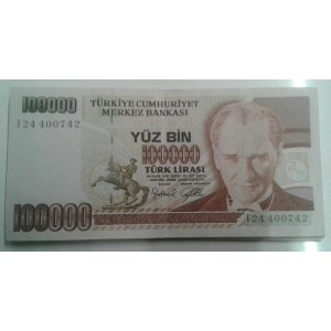 Turkey, 100.000 Lira, 1991/96, FINE to XF ,  7.EMISSION