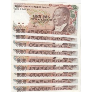 Turkey, 5000 Lira, 1988/90, XF,AUNC MİXED CONDATİON,  7.EMISSION