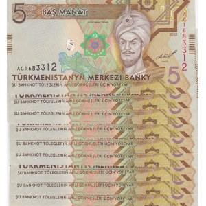Turkmenistan, 5 Manat, 2012, UNC, p30, Total 9 banknotes