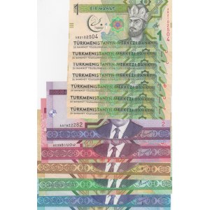 Turkmenistan,  UNC,  Total 12 banknotes