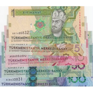 Turkmenistan,  UNC,  Total 4 banknotes