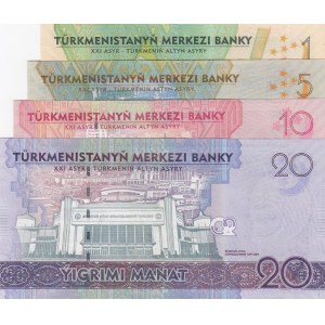 Turkmenistan,  Different 4 commemorative banknotes
