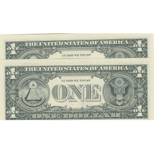 United States of America, 1 Dollar, 1999, UNC, p504, TWİN NUMBERS, (Total 2 banknotes)