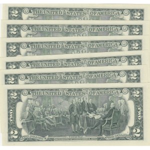 United States of America, 2 Dollars, 2009, UNC, p530, (Total 6 consecutive banknotes)