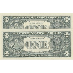 United States of America, 1 Dollar, 2013, AUNC(-), p537, Total 2 banknotes