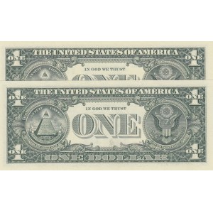 United States of America, 1 Dollar, 2003/2009, UNC, p515, p530, TWİN NUMBERS, (Total 2 banknotes)