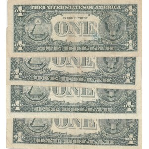 United States of America, 1 Dollar, 1988/1995/1999, VF/XF, p480a, p496, p504, (Total 4 banknotes)