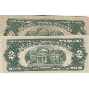 United States of America, 2 Dollars, 1953, FINE to XF, p380 , Total 2 banknotes