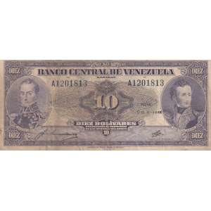 Venezuela, 10 Bolivares, 1945, FINE, p45
