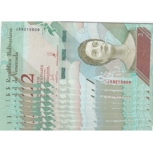 Venezuela, 2 Bolivares, 2018, UNC, pNew, Total 9 banknotes