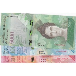 Venezuela,  Total 3 banknotes