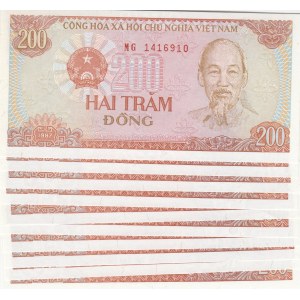 Vietnam, 200 Dong, 1987, UNC, p100, Total 10 banknotes