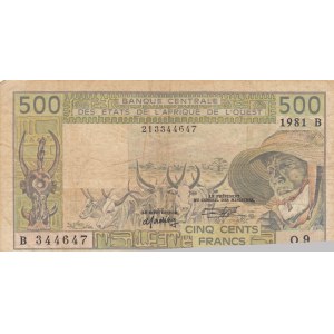 West African States, 500 Francs, 1981, FINE, p106A