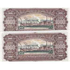 Yugoslavia, 1.000 Dinara, 1963, UNC, p75, (Total 2 consecutive banknotes)