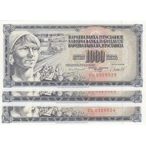 Yugoslavia, 1.000 Dinara, 1981, UNC, p92, Total 3 banknotes