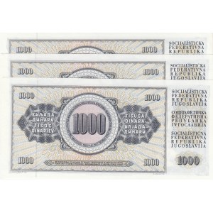 Yugoslavia, 1.000 Dinara, 1981, UNC, p92, Total 3 banknotes