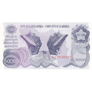 Yugoslavia, 500000 Dinara, 1989, UNC, p98a