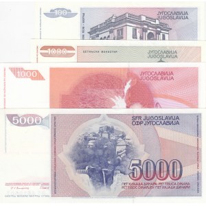 Yugoslavia,  1990, UNC,  total 4 banknotes