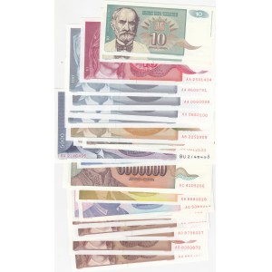 Yugoslavia,  UNC,  Toatal 22 banknotes
