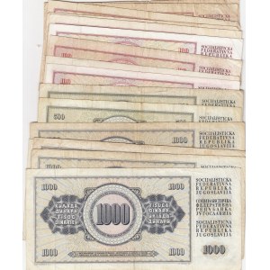 Yugoslavia, 100-500-1000 Dinars,  FINE to XF,  Total 17 banknotes