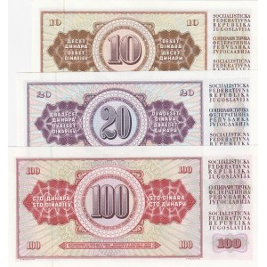 Yugoslavia,  Total 3 banknotes