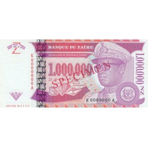 Zaire, 1.000.000 Nouveaux Zaires, 1996, UNC, p79, SPECIMEN