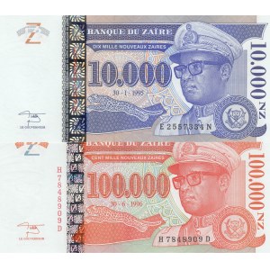 Zaire,  UNC,  Total 2 banknotes