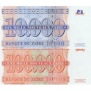 Zaire,  UNC,  Total 2 banknotes