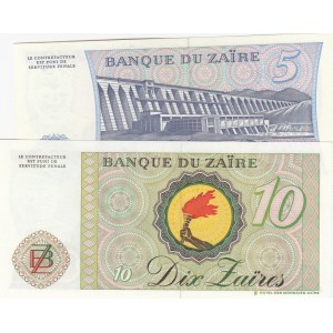 Zaire,  1985, UNC,  total 2 banknotes