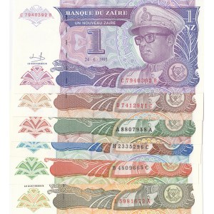 Zaire,  Total 6 banknotes