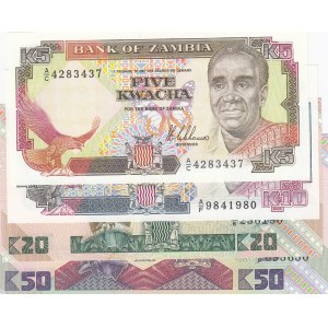 Zambia,  Total 4 banknotes