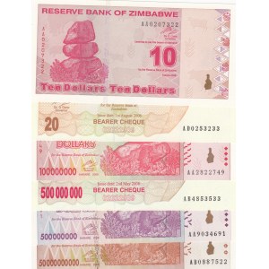 Zimbabwe,  Total 6 banknotes