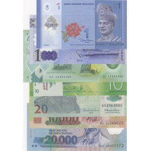 Mix Lot,  7 polymer plastic banknotes