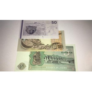 Mix Lot, 50 Escudos,  AUNC,  Lot of 3  AUNC banknotes from 3 different countries