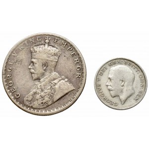 Indie brytyjskie, zestaw 6 pensów 1922 i 1 rupia 1918