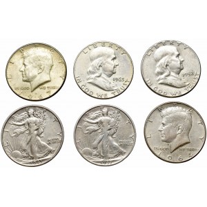USA, lot of 6 half dollars 1937-1967