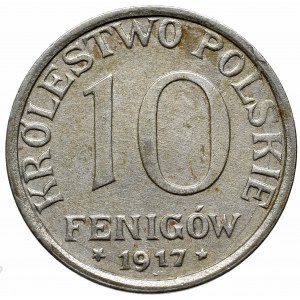 Królestwo Polskie, 10 fenigów 1917 - Napis blisko obrzeża