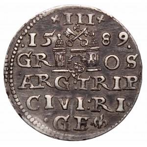 Zygmunt III Waza, Trojak 1589, Ryga - nieopisany SIG:III•D