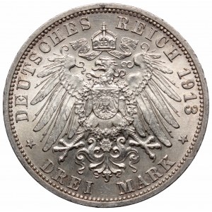 Niemcy, Prusy, 3 marki 1913 - 25 lat panowania